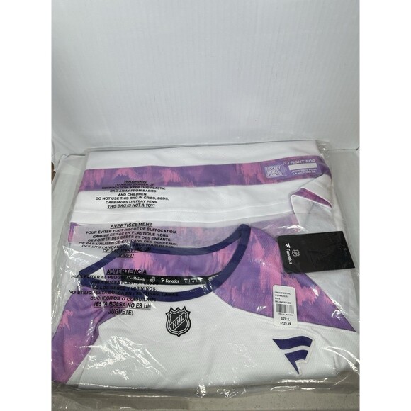 Size L Fanatics Vancouver Canucks Hockey Fights Cancer Jersey 2024 NHL NEW - Picture 2 of 3